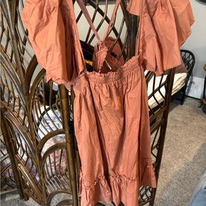 FP Rust Orange Off-Shoulder Dress